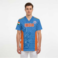 Custom India Cricket Scrub Top Go Champions - Wonder Print Shop