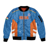 Custom India Cricket Sleeve Zip Bomber Jacket Go Champions - Wonder Print Shop