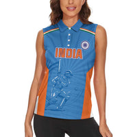 Custom India Cricket Women Sleeveless Polo Shirt Go Champions - Wonder Print Shop