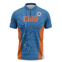 Custom India Cricket Zipper Polo Shirt Go Champions - Wonder Print Shop