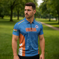 Custom India Cricket Zipper Polo Shirt Go Champions - Wonder Print Shop