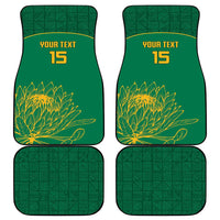 Custom South Africa Cricket Car Mats Lion Mascot With Protea - Wonder Print Shop