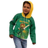 Custom South Africa Cricket Kid Hoodie Lion Mascot With Protea - Wonder Print Shop