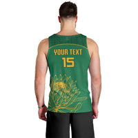 Custom South Africa Cricket Men Tank Top Lion Mascot With Protea - Wonder Print Shop