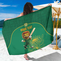 Custom South Africa Cricket Sarong Lion Mascot With Protea - Wonder Print Shop
