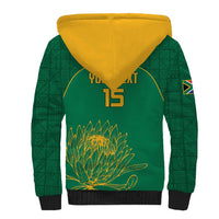 Custom South Africa Cricket Sherpa Hoodie Lion Mascot With Protea - Wonder Print Shop