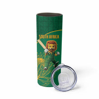 Custom South Africa Proteas Cricket Skinny Tumbler Lion Mascot With Protea - Wonder Print Shop