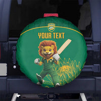 Custom South Africa Cricket Spare Tire Cover Lion Mascot With Protea - Wonder Print Shop