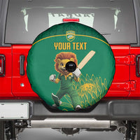 Custom South Africa Cricket Spare Tire Cover Lion Mascot With Protea - Wonder Print Shop