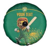 Custom South Africa Cricket Spare Tire Cover Lion Mascot With Protea - Wonder Print Shop