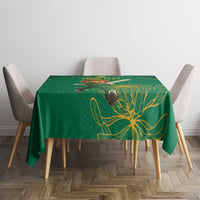 Custom South Africa Cricket Tablecloth Lion Mascot With Protea - Wonder Print Shop