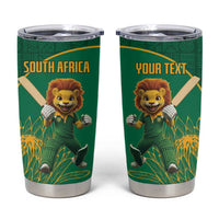 Custom South Africa Proteas Cricket Tumbler Cup Lion Mascot With Protea - Wonder Print Shop