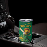 Custom South Africa Proteas Cricket Tumbler Cup Lion Mascot With Protea - Wonder Print Shop