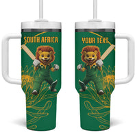 Custom South Africa Proteas Cricket Tumbler With Handle Lion Mascot With Protea - Wonder Print Shop