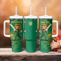 Custom South Africa Proteas Cricket Tumbler With Handle Lion Mascot With Protea - Wonder Print Shop