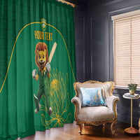 Custom South Africa Cricket Window Curtain Lion Mascot With Protea - Wonder Print Shop