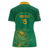 Custom South Africa Cricket Women Polo Shirt Lion Mascot With Protea - Wonder Print Shop