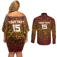 Custom South Africa Eastern Cape Cricket Couples Matching Off Shoulder Short Dress and Long Sleeve Button Shirt Go Sunrisers - Wonder Print Shop