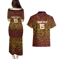 Custom South Africa Eastern Cape Cricket Couples Matching Puletasi and Hawaiian Shirt Go Sunrisers - Wonder Print Shop