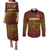 Custom South Africa Eastern Cape Cricket Couples Matching Puletasi and Long Sleeve Button Shirt Go Sunrisers - Wonder Print Shop
