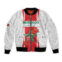 Custom Morocco Football Bomber Jacket Go Champions Atlas Lions - White - Wonder Print Shop