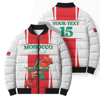 Custom Morocco Football Bomber Puffer Jacket Go Champions Atlas Lions - White - Wonder Print Shop