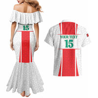 Custom Morocco Football Couples Matching Mermaid Dress and Hawaiian Shirt Go Champions Atlas Lions - White - Wonder Print Shop