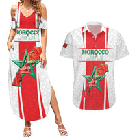 Custom Morocco Football Couples Matching Summer Maxi Dress and Hawaiian Shirt Go Champions Atlas Lions - White - Wonder Print Shop