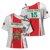 Custom Morocco Football Cross Shoulder Shirt Go Champions Atlas Lions - White - Wonder Print Shop