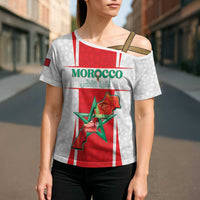 Custom Morocco Football Cross Shoulder Shirt Go Champions Atlas Lions - White - Wonder Print Shop