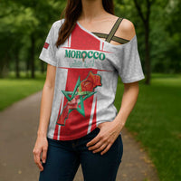 Custom Morocco Football Cross Shoulder Shirt Go Champions Atlas Lions - White - Wonder Print Shop