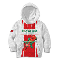 Custom Morocco Football Kid Hoodie Go Champions Atlas Lions - White - Wonder Print Shop
