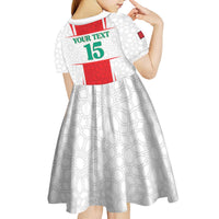 Custom Morocco Football Kid Short Sleeve Dress Go Champions Atlas Lions - White - Wonder Print Shop