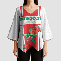 Custom Morocco Football Kimono Sleeve Blouse Go Champions Atlas Lions - White - Wonder Print Shop