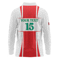 Custom Morocco Football Long Sleeve Polo Shirt Go Champions Atlas Lions - White - Wonder Print Shop