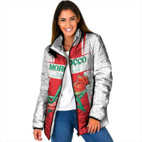 Custom Morocco Football Padded Jacket Go Champions Atlas Lions - White - Wonder Print Shop