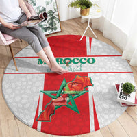 Morocco Football Round Carpet Go Champions Atlas Lions - White - Wonder Print Shop