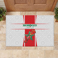 Morocco Football Rubber Doormat Go Champions Atlas Lions - White - Wonder Print Shop