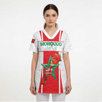 Custom Morocco Football Scrub Top Go Champions Atlas Lions - White - Wonder Print Shop