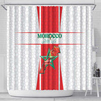 Morocco Football Shower Curtain Go Champions Atlas Lions - White - Wonder Print Shop