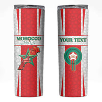 Custom Morocco Football Skinny Tumbler Go Champions Atlas Lions - White - Wonder Print Shop
