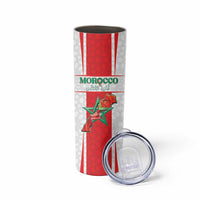 Custom Morocco Football Skinny Tumbler Go Champions Atlas Lions - White - Wonder Print Shop