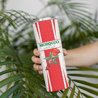 Custom Morocco Football Skinny Tumbler Go Champions Atlas Lions - White - Wonder Print Shop