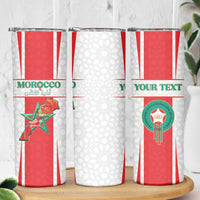 Custom Morocco Football Skinny Tumbler Go Champions Atlas Lions - White - Wonder Print Shop