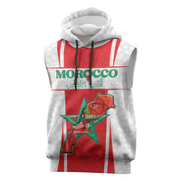 Custom Morocco Football Sleeveless Hoodie Go Champions Atlas Lions - White - Wonder Print Shop