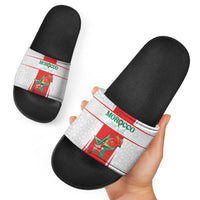 Morocco Football Slide Sandals Go Champions Atlas Lions - White - Wonder Print Shop