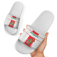 Morocco Football Slide Sandals Go Champions Atlas Lions - White - Wonder Print Shop