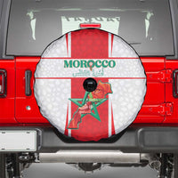 Morocco Football Spare Tire Cover Go Champions Atlas Lions - White - Wonder Print Shop