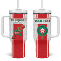 Custom Morocco Football Tumbler With Handle Go Champions Atlas Lions - White - Wonder Print Shop