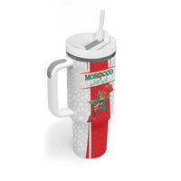 Custom Morocco Football Tumbler With Handle Go Champions Atlas Lions - White - Wonder Print Shop